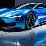 첨단 자동차 소재 - **Prompt: A sleek, ultra-modern electric sports car, elegantly designed with visible, integrated lig...