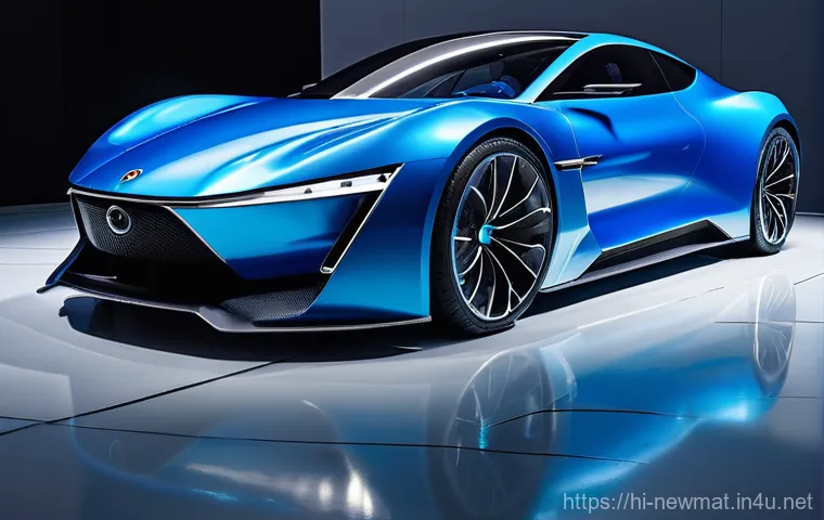 첨단 자동차 소재 - **Prompt: A sleek, ultra-modern electric sports car, elegantly designed with visible, integrated lig...