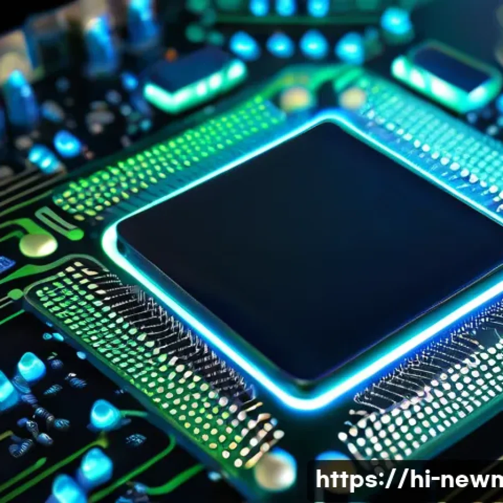 디지털 전자기기 소재 - A futuristic digital electronic device circuit board showcasing advanced materials like silicon chip...