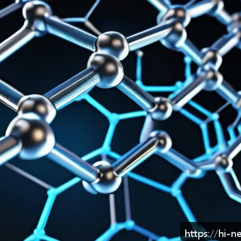그래핀 응용 - A hyper-realistic close-up view of a single atomic layer of graphene showing a dense hexagonal latti...
