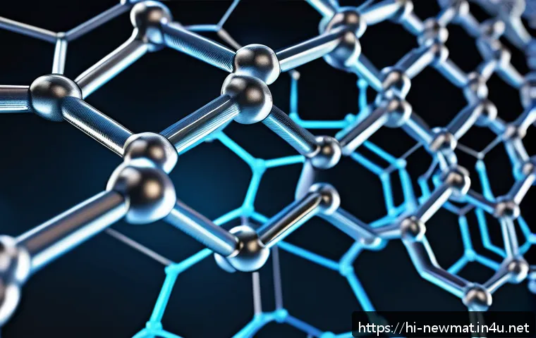 그래핀 응용 - A hyper-realistic close-up view of a single atomic layer of graphene showing a dense hexagonal latti...